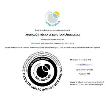 PROQUICESA certificado de producto